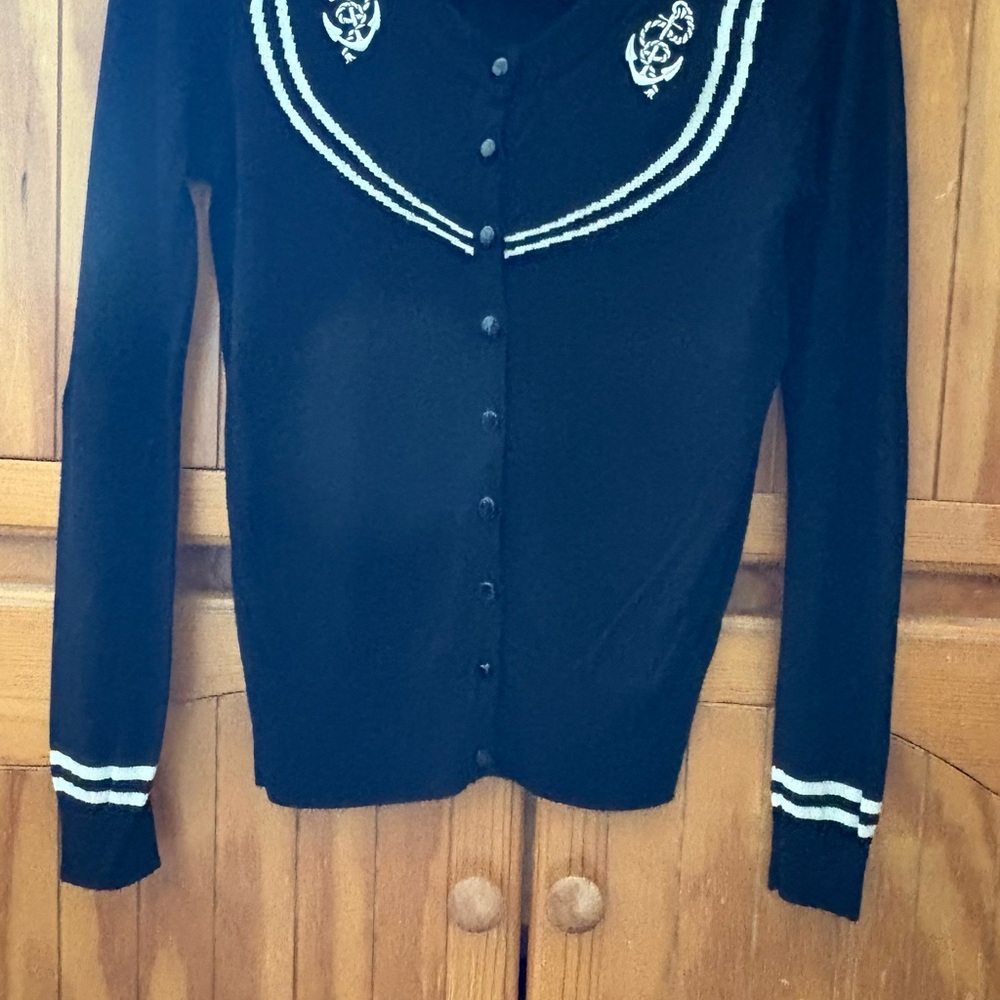 Voodoo Vixen Black Cardigan with White Detailing